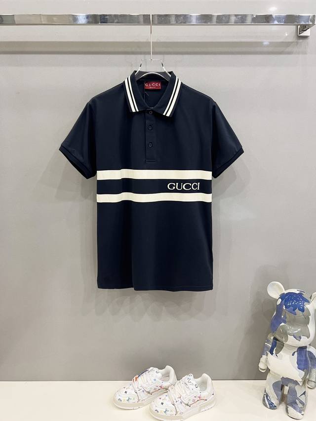 Gucci 古驰 翻领Polo衫 拼色领口条纹字母品牌Logo印花标识 官方同步 商务首选 时尚个性 百搭潮流 纯原品质 原版面料 吊牌 领标 水洗麦 三标齐全