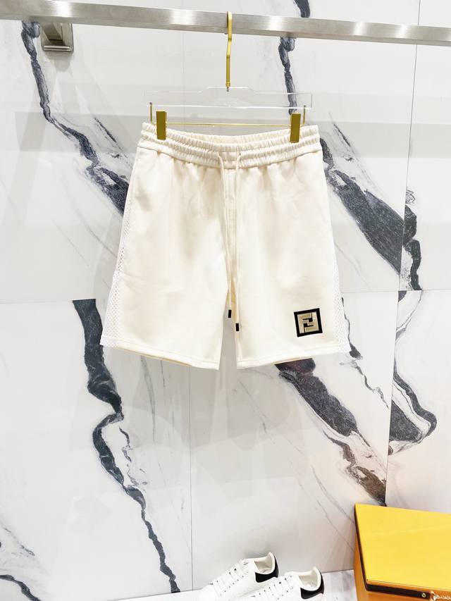 Fendi 芬迪 定制太空棉面料短裤 双Ff刺绣字母标识侧边网布拼接 官方同步 高版本 高品质 时尚个性 百搭潮流 纯原品质 原版面料 吊牌 领标 水洗麦 三标
