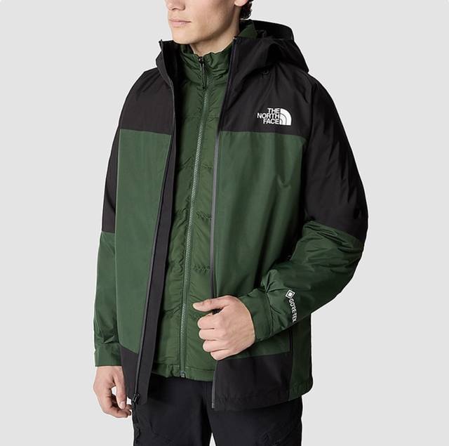 羽绒服- 。Theno*Fac 24S 秋冬新品 国标白鸭90绒 2合一冲锋衣内胆羽绒 可拆卸二穿 压胶工艺 防水拉链 男女同款休闲户外外套 卡其 绿色 黑色