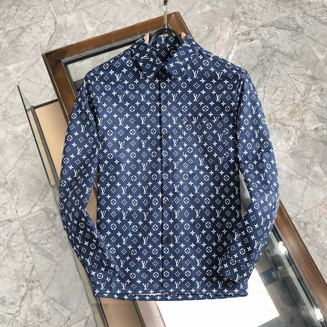 路易威登Lv 高端休闲系列！2025春季新品专柜休闲长袖衬衫！品牌最新元素Logo重工设计 无痕剪裁 进口80支的超高支纱棉，手感柔滑舒适，弹性佳 软软细腻 不