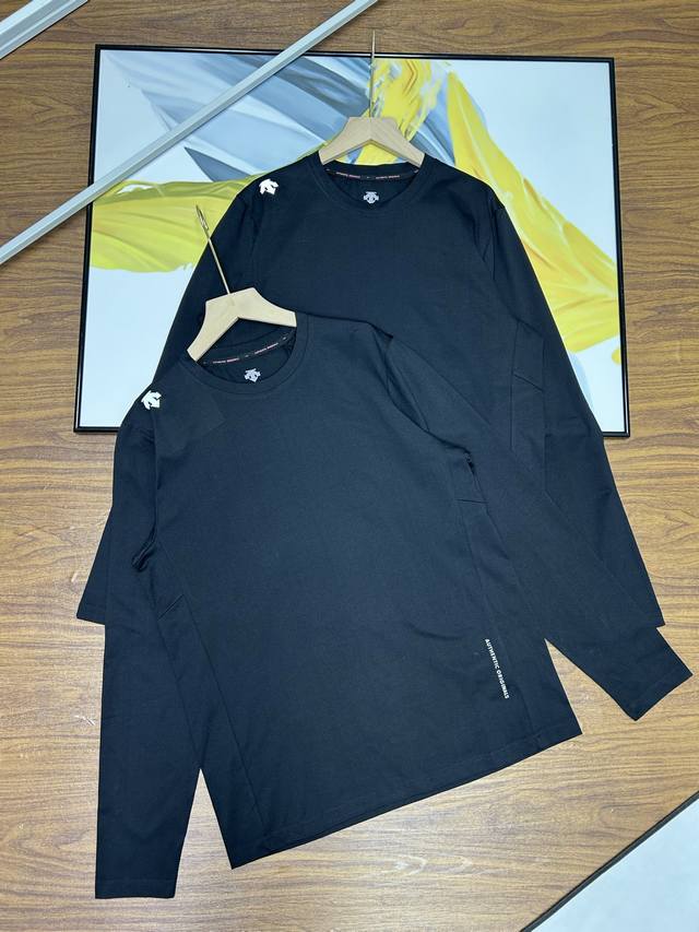 Descente迪桑特男女基础圆领百搭长袖针织衫男子训练服薄款打底衫代购好货Descente迪桑特综训训练系列运动男士长袖针织衫内搭秋冬新款 有质感针织面料触感