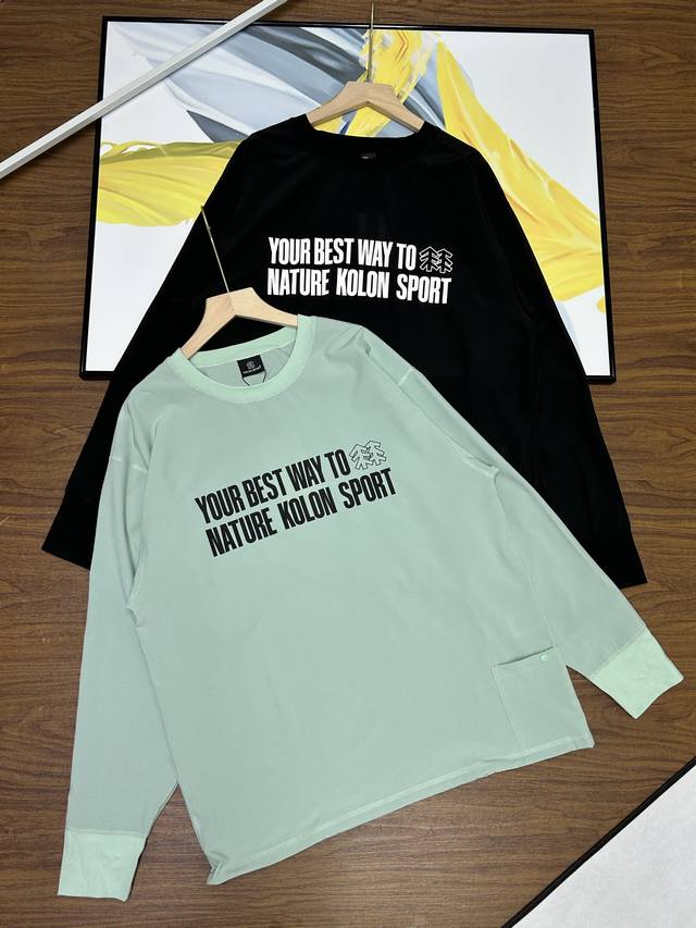 Kolon Sport可隆长袖T恤男女同款户外露营吸湿速干梭织弹力卫衣采用弹力水溶纱Air Dot 透气面料 吸湿排汗 接触自带凉感 透气网眼设计出汗不黏身非常