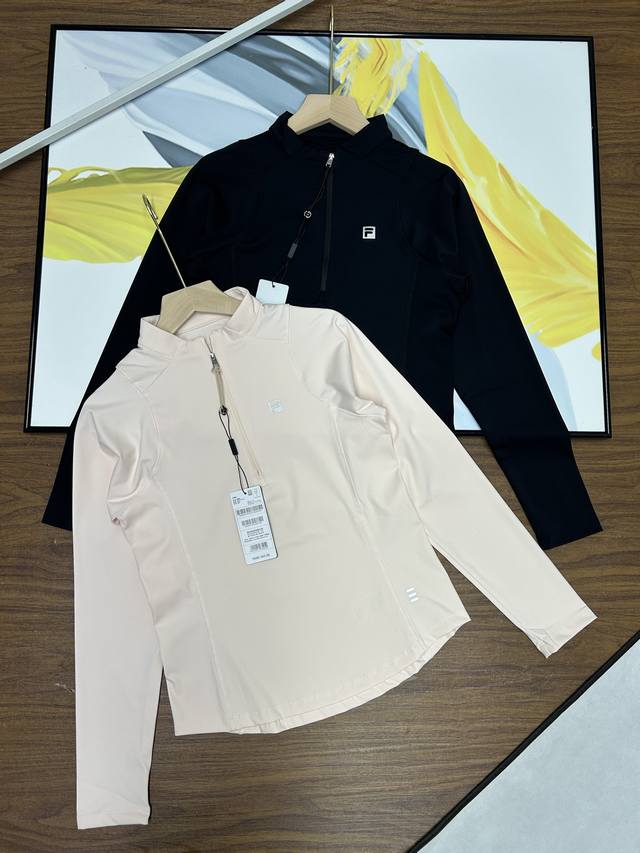 秋季新品 官网同步在售 Fila 斐乐官方女士针织健身运动拼色修身长袖半拉链衫 斐乐立领长袖打底衣 每个女生穿搭必备的神器打底衣 青春减龄干净纯粹 高定面料 柔