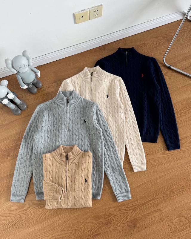 拉夫劳伦Ralph Lauren半拉链纯色小马刺绣Logo针织毛衣 本市场No.1的质量 真正天花板品质 可扫码进官网 全套原版三标辅料齐全，多联吊牌，多联水洗