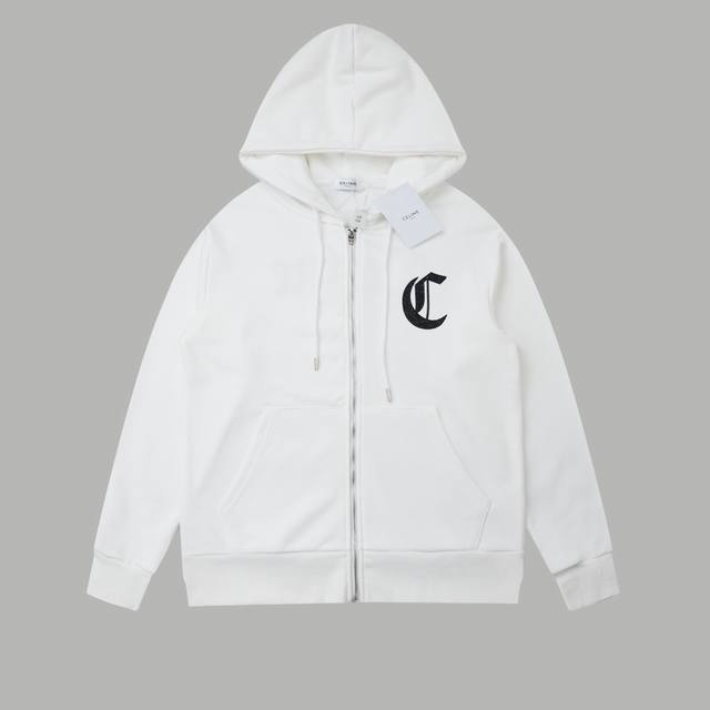 顶级版本 Cel 赛琳 25Wf 新款系列 经典刺绣C标连帽卫衣 轻奢主义 男女日常通勤穿搭必备单品 正确版本 欢迎对比 详细特征 采用480克纯棉双纱鱼鳞毛圈