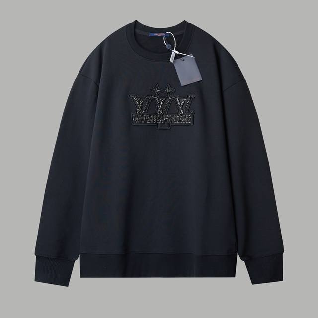 顶级版本 路易 25Fw秋冬 1V ＊Nigo 系列Lv 黑曜石爪钻珍珠圆领卫衣 轻奢主义 男女日常通勤穿搭必备单品 正确版本 欢迎对比 详细特征 采用480克