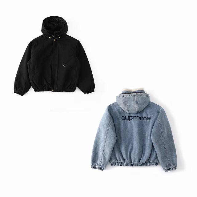 Supreme Fw24 Week6 Faux Shearling Lined Bomber Jacket 牛仔羊羔毛 夹克 外套 男女同款 最帅牛仔棉服 帽子