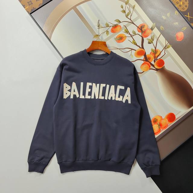 尺码Xs-L爆款 Balenciaga巴黎世家卫衣2025秋冬装经典胶带拉浆印花水洗磨烂圆领卫衣 本市场No.1的质量 真正天花板品质 全部原版开发注意细节图