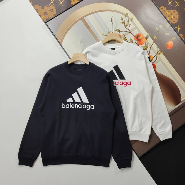 尺码Xs-L联名款 Balenciaga巴黎世家联名Adidas阿迪达斯卫衣 Ad＆小写字母刺绣Logo圆领卫衣 本市场No.1的质量 真正天花板品质 全部原版