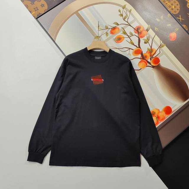 尺码Xs-L精选 Balenciaga 巴黎世家长袖T恤 2025秋冬装前后字母Logo刺绣胶带压胶圆领长袖T恤 本市场No.1的质量 真正天花板品质 全部原版