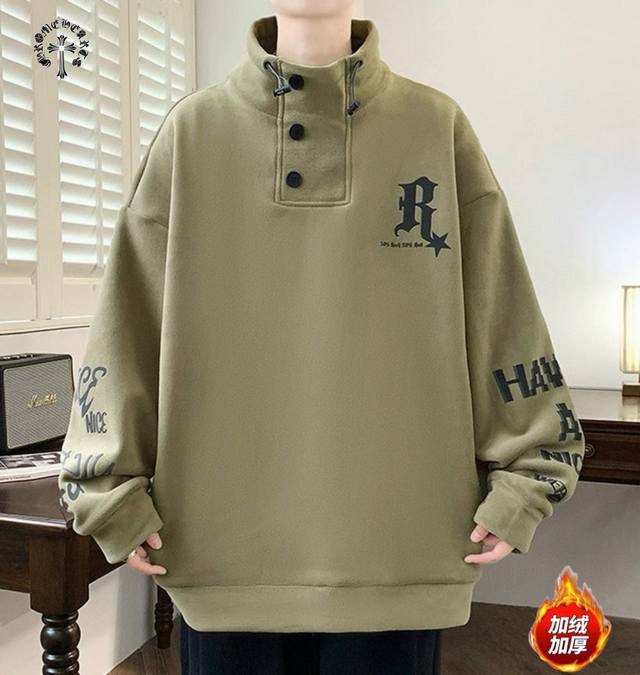 Yc上新发 Chrome Hearts克罗心海外版25Ss新款三色Ins宽松版梵文印花奥粒绒加厚情侣款卫衣 经典爆款来袭 情侣款 三色可选 男女都能穿 上身简单