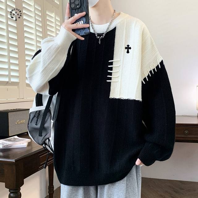 Yc上新发 Chrome Hearts克罗心海外版25Ss新款五色爆款插色拼色宽松版情侣款毛衣 采用针织加厚面料 舒适透气 有质感 做工精细 走线规则 落肩袖宽