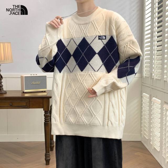 Yc上新发 Tnf北面海外版25Ss新款四色爆款大提花宽松版拼色情侣款毛衣 采用针织加厚面料 舒适透气 有质感 做工精细 走线规则 落肩袖宽松版 不挑身材 男女