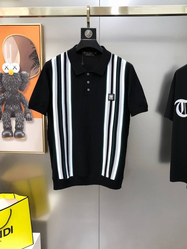 Lp 诺悠翩雅2025春夏新款男士原单翻领短袖针织毛衣 柜台同步售卖 高端品质爆款 时尚百搭 提花撞色 胸前绣Logo标设计 定制进口天丝棉混纺面料 定制原版辅