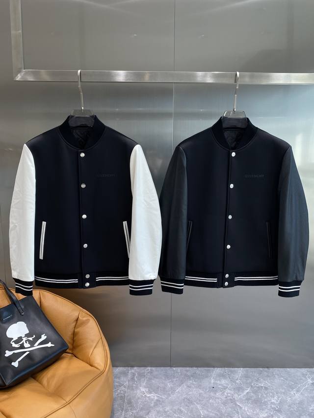 纪家 Givenchy*纪梵希新品独家首发！同款羊皮棒球服，采用先进小羊皮反绒工艺，软糯以温馨并存感，正面点缀翻转效果Givenchy Paris印花，领口袖口