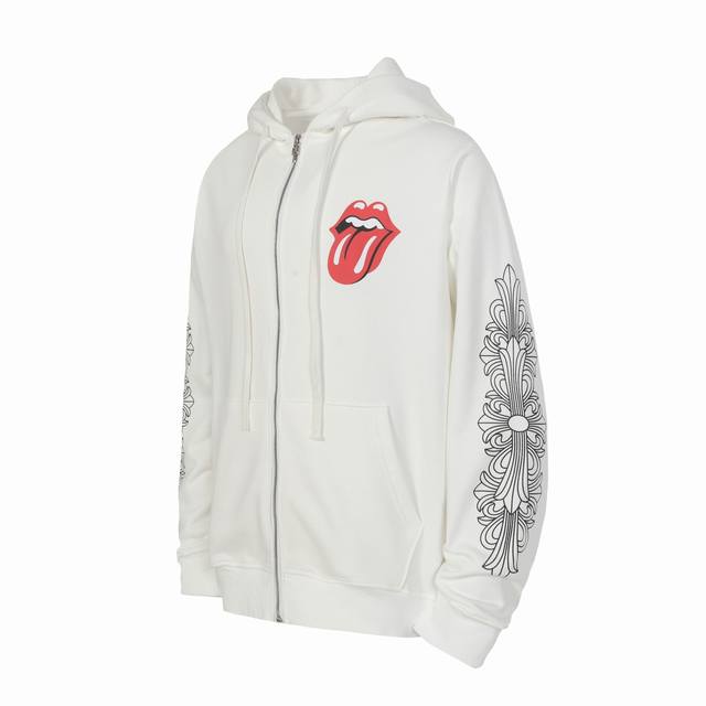 K25款 跨境跑量款 追求质量请勿下单 -Chrome Hearts 克罗心大舌头印花花臂拉链卫衣开衫外套 -高克重高密度高品质 毛料柔软细腻亲肤 触感软糯丝滑