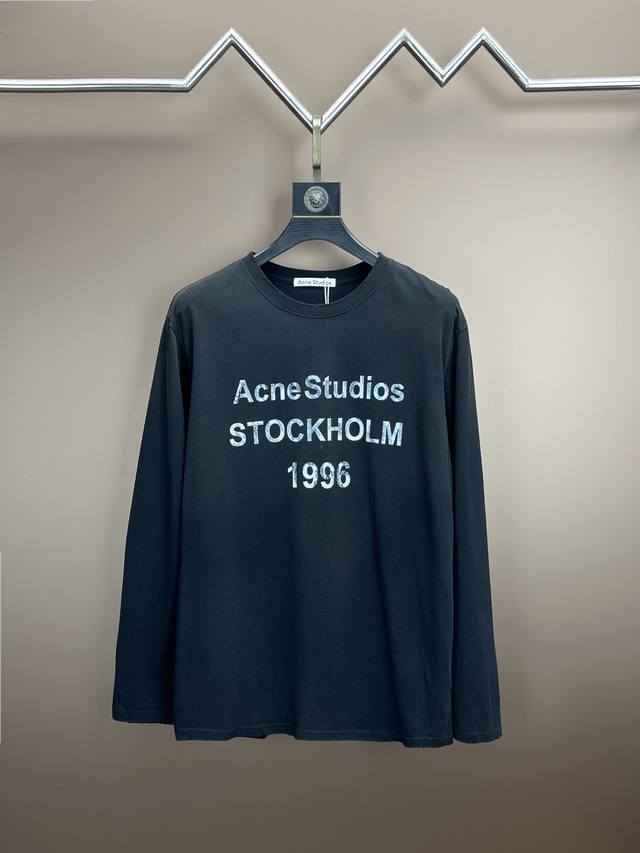 Acne Studios，男女同款圆领长袖T恤 秋天可外穿 冬天可打底 一年四季可穿 超高性价比 随意对比 面料采用原版订制新疆精巯长绒棉 极度柔软细腻 压肤感