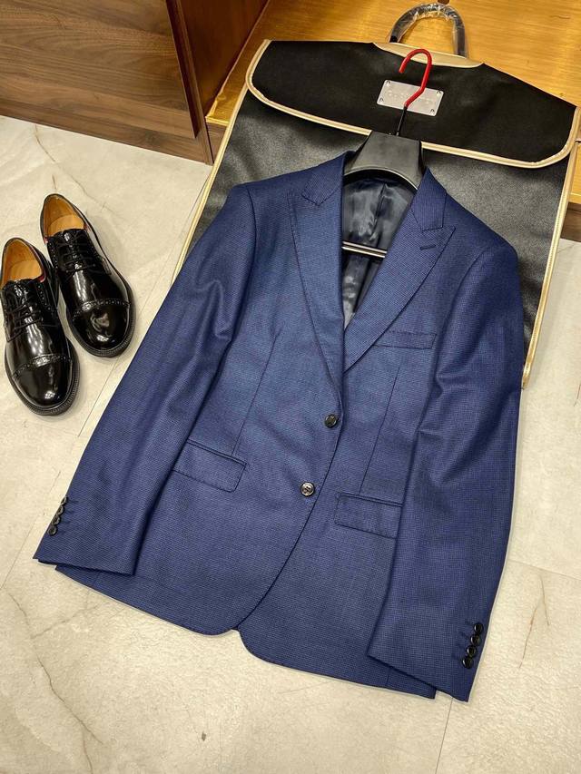 驴家臻藏版！原版色织提花千鸟格100%羊毛枪驳领商务单西装家族男士商务休闲西服外套 单西，香港洋行渠道货，顶级纯正血统品质，25年早秋新款，高端成衣系列 单西属