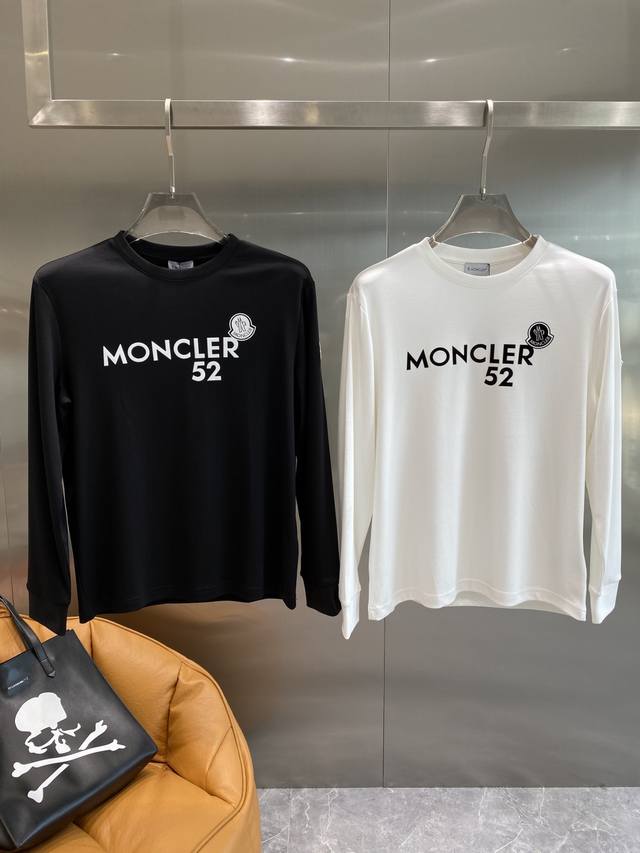 蒙家 2025秋季最新品，专柜同步有售，原单狠货，时尚休闲圆领长袖T恤，上身舒适！吸睛而有亮点，采用进口原版面料，顶级工艺字母图案Logo，简单而不失时尚，上身