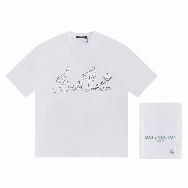 一首批.散单+10 Louis Vuitto*2025最新款短袖T恤 材质:采用高版本300G双纱精梳棉 尺寸:S M L Xl 颜色:黑白 款号:W2547