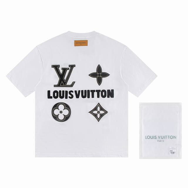 一首批.散单+10 Louis Vuitto*2025最新款短袖T恤 材质:采用高版本300G双纱精梳棉 尺寸:S M L Xl 颜色:黑 白 款号:W2658