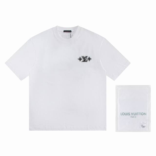 一首批.散单+10 Louis Vuitto*2025最新款短袖T恤 材质:采用高版本300G双纱精梳棉 尺寸:S M L Xl 颜色:黑白 款号:W2595