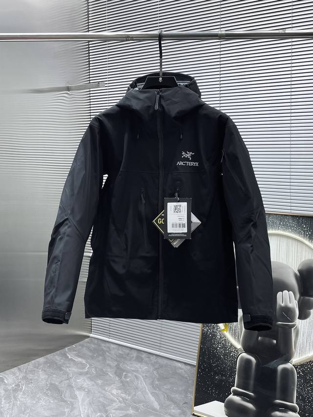 七代冲锋衣 顶级全溢胶版本 Arcteryx 始祖鸟 Alpha系列 Sv 第7代 Gore-Tex pro 刺绣Logo图案休闲运动连帽拉链硬壳冲锋衣 Gor