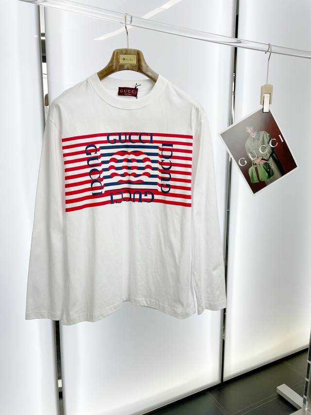 Gucci古驰砸锅卖铁都要上的新款！新款原单男士休闲长袖 高端定制 高版本 时尚百搭爆款进口面料 手感超柔软细腻 穿着亲肤舒适 高端精品 代工厂p精细做工 上身