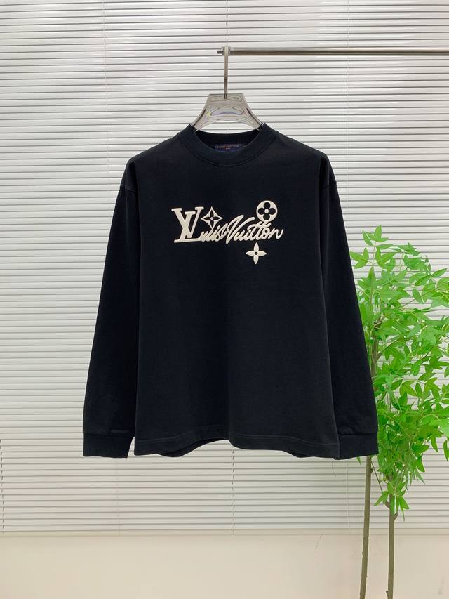 路易威登 Lv . 高端定制 2025秋冬新款首发专柜最新款长袖打底单穿400克纯棉重工凹凸图案设计 领子袖子螺纹设计 高端订制 设计前卫时尚！品牌Logo重工