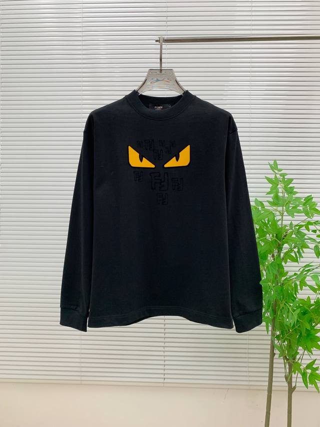 芬迪 Fend. 高端定制 2025秋冬新款首发专柜最新款长袖打底单穿400克纯棉重工凹凸图案设计 领子袖子螺纹设计 高端订制 设计前卫时尚！品牌Logo重工艺