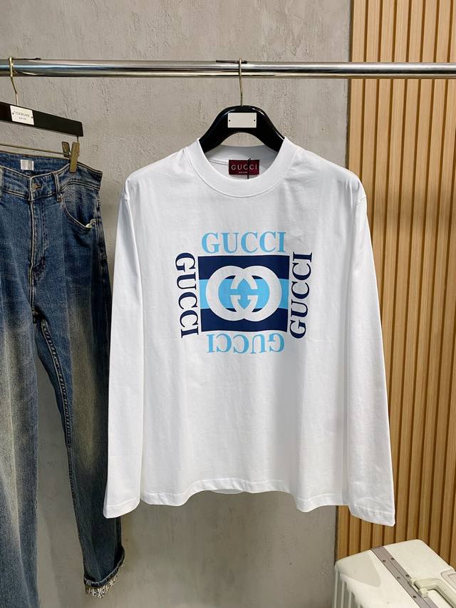 高版本 古驰 2025新款经典圆领长袖 时尚百搭经典元素打造精致工艺专柜面料，顶级元素融合打造，经典短袖3标齐全，潮男时尚，无论是上身舒适度还是都是无可比拟的存