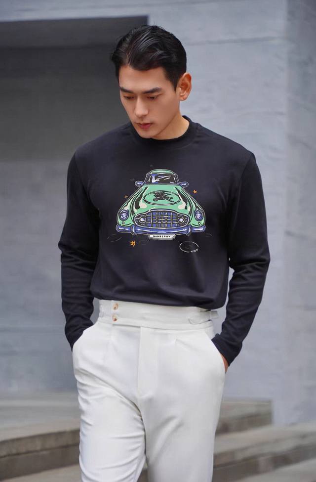 Bbr*巴宝-莉25S新款莫代尔长袖T恤.焕新升级百搭基础款，贸易公司出品！！甄选优质有机300G莫代尔棉面料，透气舒适 质地强韧.经久耐穿.胸口采用巴宝莉老爷