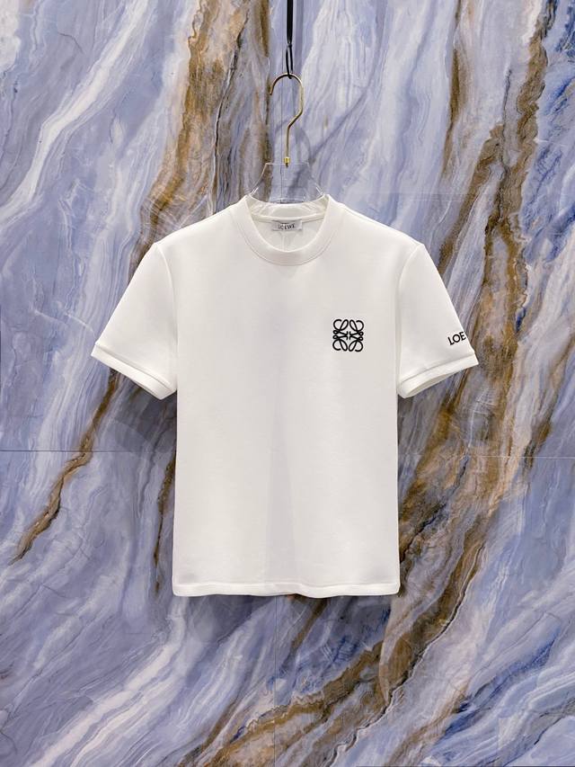Loe#We 罗意威 2025秋冬太空棉字母刺绣Logo时尚百搭打底圆领短袖衫，精致工艺面料，顶级元素融合打造，经典短袖3标齐全，潮男时尚，无论是上身舒适度还是