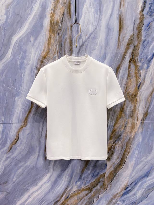 Di#Or迪 奥2025秋冬太空棉字母刺绣Logo时尚百搭打底圆领短袖衫，精致工艺面料，顶级元素融合打造，经典短袖3标齐全，潮男时尚，无论是上身舒适度还是都是无