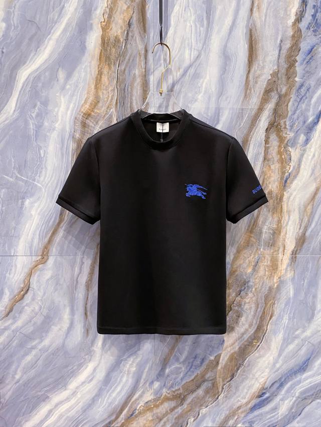 Burbe#Rry 巴宝莉2025秋冬太空棉字母刺绣Logo时尚百搭打底圆领短袖衫，精致工艺面料，顶级元素融合打造，经典短袖3标齐全，潮男时尚，无论是上身舒适度