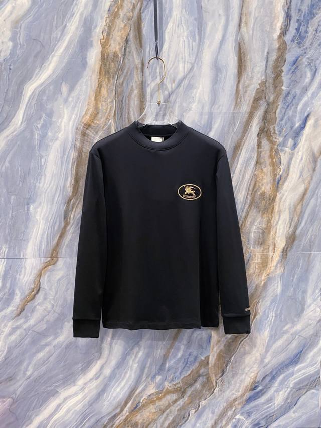 巴宝莉Burberry 2025秋冬专柜新款 时尚休闲打底衫长袖T恤，精选进口高密度双面拉架棉面料，精致原版Logo打造，舒适性与透气性兼优，柔软抗皱弹性和垂性