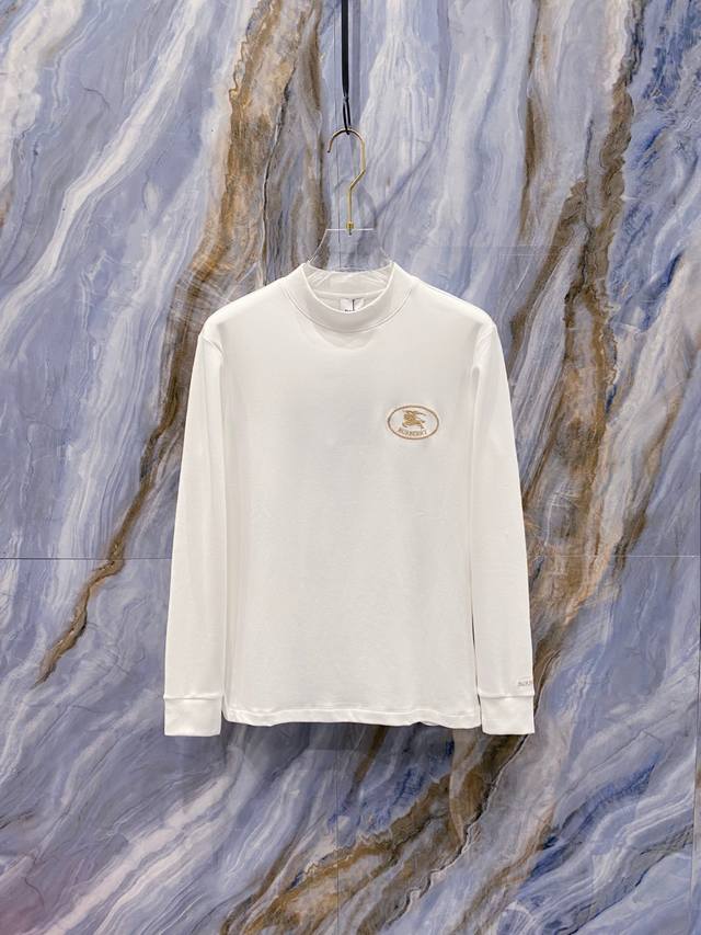 巴宝莉Burberry 2025秋冬专柜新款 时尚休闲打底衫长袖T恤，精选进口高密度双面拉架棉面料，精致原版Logo打造，舒适性与透气性兼优，柔软抗皱弹性和垂性