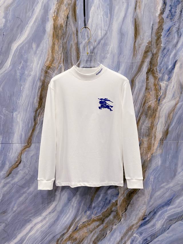巴宝莉 Burberry 2025秋冬专柜新款 时尚休闲打底衫长袖T恤，精选进口高密度双面拉架棉面料，精致原版Logo打造，舒适性与透气性兼优，柔软抗皱弹性和垂
