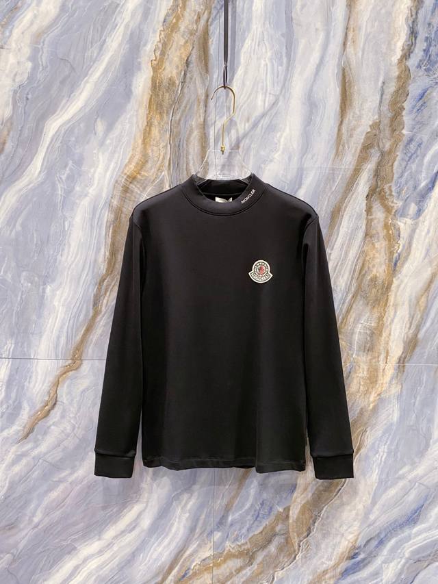 蒙口 Moncler 2025秋冬专柜新款 时尚休闲打底衫长袖T恤，精选进口高密度双面拉架棉面料，精致原版Logo打造，舒适性与透气性兼优，柔软抗皱弹性和垂性极