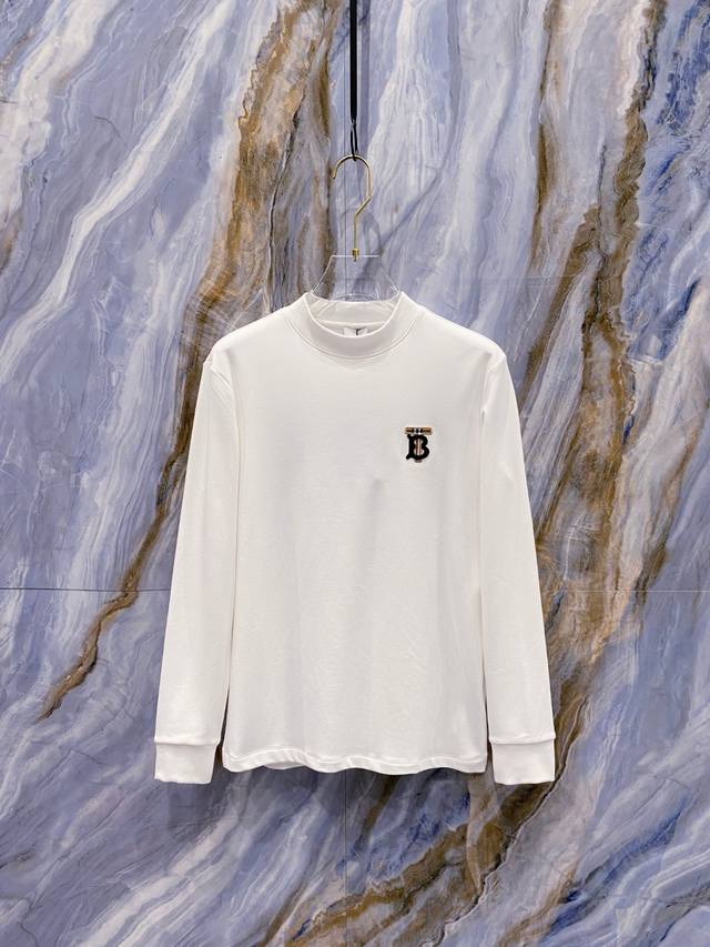 巴宝莉 Burberry 2025秋冬专柜新款 时尚休闲打底衫长袖T恤，精选进口高密度双面拉架棉面料，精致原版Logo打造，舒适性与透气性兼优，柔软抗皱弹性和垂