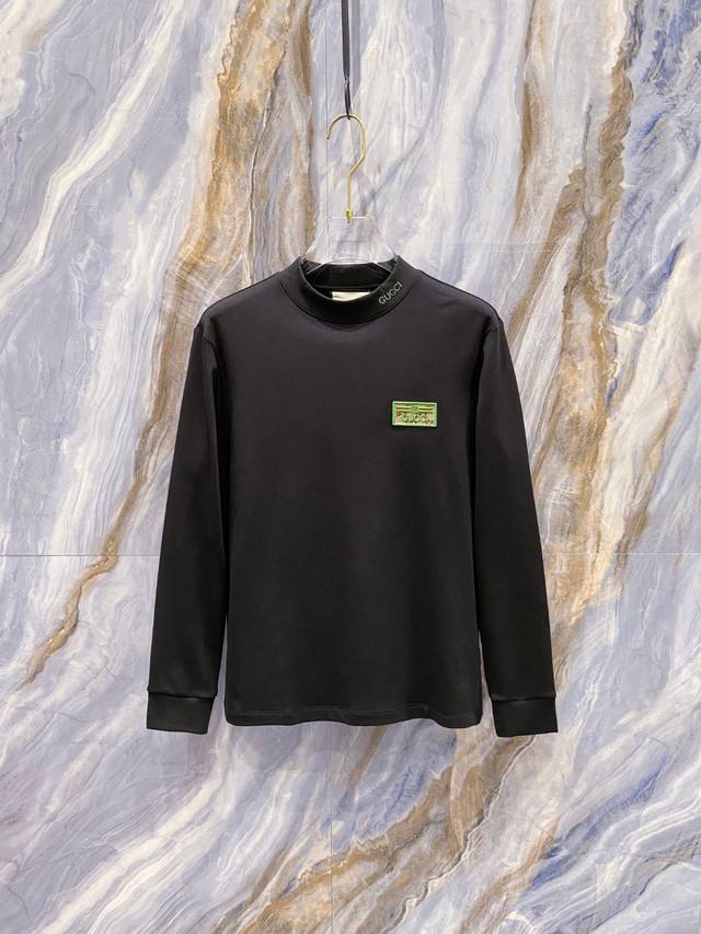 古奇 Gucci 2025秋冬专柜新款 时尚休闲打底衫长袖T恤，精选进口高密度双面拉架棉面料，精致原版Logo打造，舒适性与透气性兼优，柔软抗皱弹性和垂性极佳，