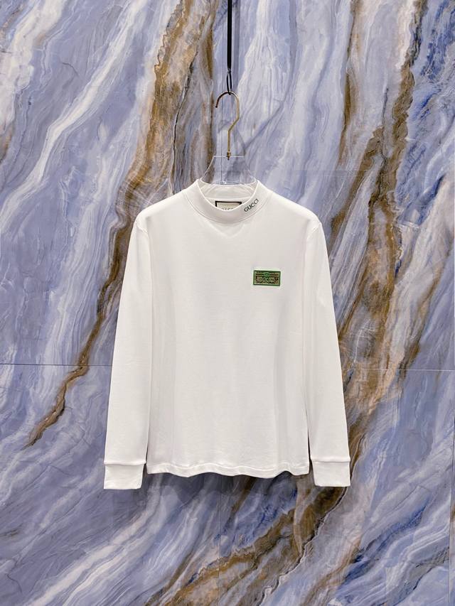 古奇 Gucci 2025秋冬专柜新款 时尚休闲打底衫长袖T恤，精选进口高密度双面拉架棉面料，精致原版Logo打造，舒适性与透气性兼优，柔软抗皱弹性和垂性极佳，