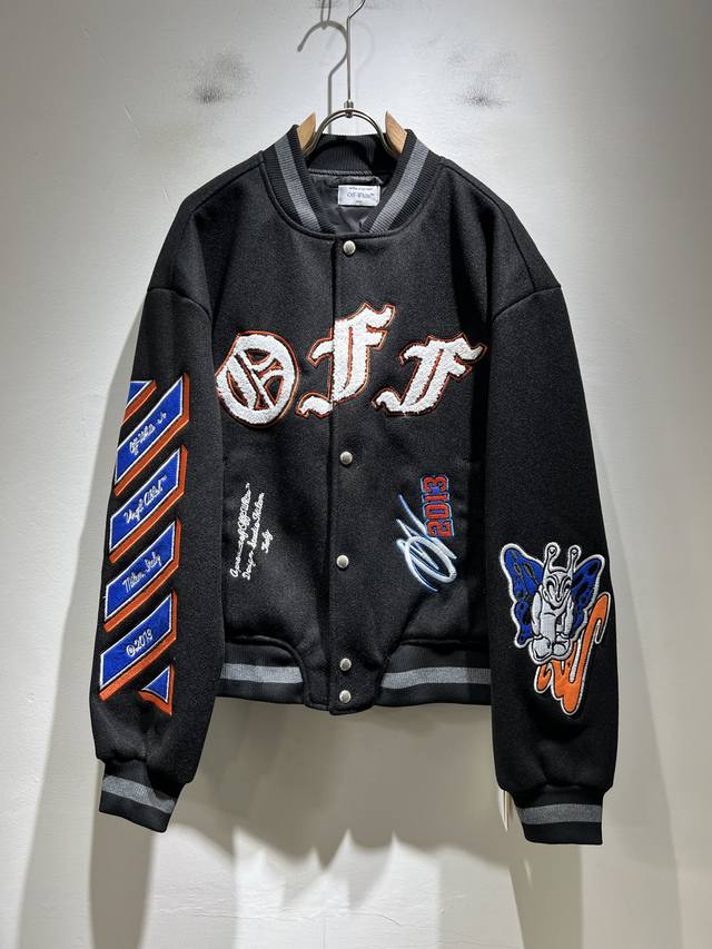 Off White 2025秋冬新款男士棒球服夹克外套，意大利原厂订单，代表性十足，规格感十足的精品，所有粉丝都值得抢购的精品！纯正意代渠道订单，F高奢人气爆款