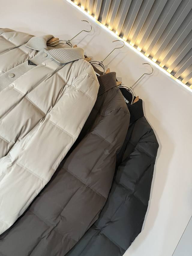 prad*A 普*达2025秋冬男女同款羽绒服夹克外套，现货 prad* 羽绒面料夹克 防水羽绒服保暖外套！prada将经典prada Linea Rossa再