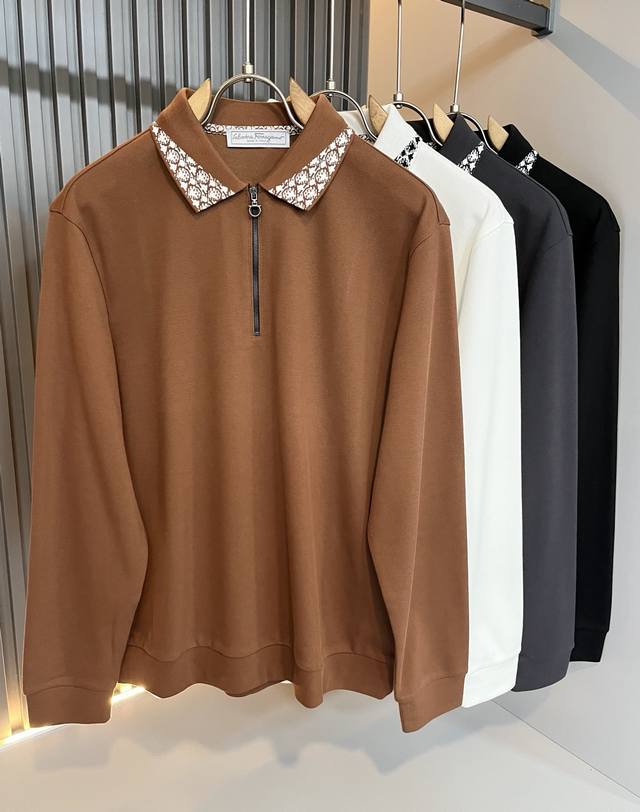 Ferraga*Mo菲拉*慕 2025秋冬新款polo衫，采用进口专属珠地棉面料！！简单菲拉*慕Logo标志拉链设计！代表品牌形象 简洁舒适的款式，线条感粗细均