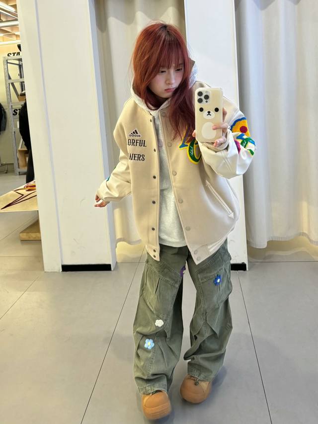 阿迪达斯Adidas Ac字母 学院风加厚棒球服外套男女秋冬季美式情侣宽松夹克 呢子面料+袖子pu皮拼接+重工毛巾刺绣+订染螺纹 不掉色不撞色 不串色 版型舒适