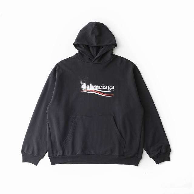 Balenciaga 巴黎世家 模糊Logo字母印花连帽长袖卫衣帽衫 原版一致高水准出品.面料采用460克重磅鱼鳞毛圈面料，碾压市面任何版本！随意比对！这么克重