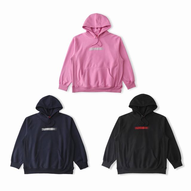 Supreme X 施华洛世奇 联名款 Fw25 Motion Logo Hooded Sweatshirt 幻影水钻动态徽标 口袋连帽卫衣帽衫 男女同款 高克