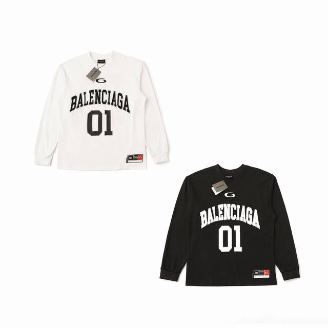 Balenciaga巴黎世家 Basketball 系列 10号球衣长袖T恤 男女同款 原样购入开发 面料订制染色 做水洗预缩16支精梳紧密纺纱 定制螺纹 男女