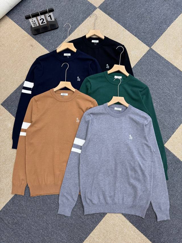 顶级代购版本 Hazzys哈吉斯秋冬新款男款简约打底羊毛衫毛衣 男士圆领套头针织衫毛衣 官W最新款 男士圆领纯色百搭套头针织衫毛衣， 最经典的款式，独特针织法，